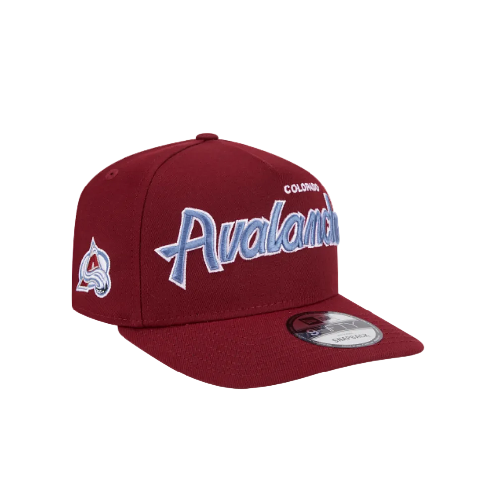 COLORADO AVALANCHES 9FIFTY A-FRAME SCRIPT NEW ERA NHL MAROON SNAPBACK HAT