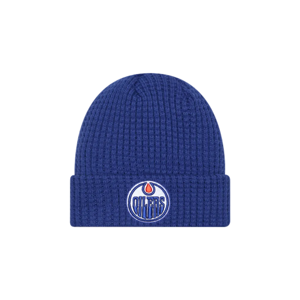 NEW ERA EDMONTON OILERS WAFFLE KNIT BLUE BEANIE