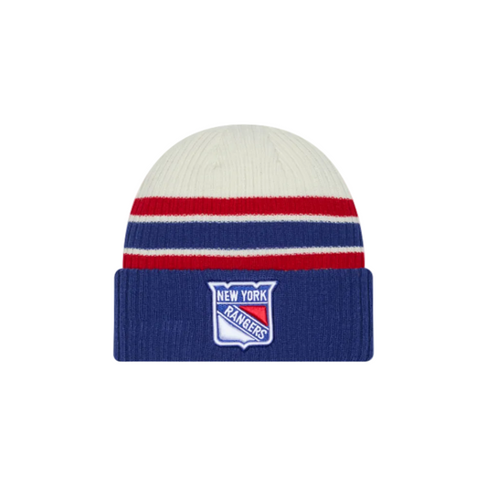 NEW ERA NEW YORK RANGERS VINTAGE KNIT STRIPED BEANIE