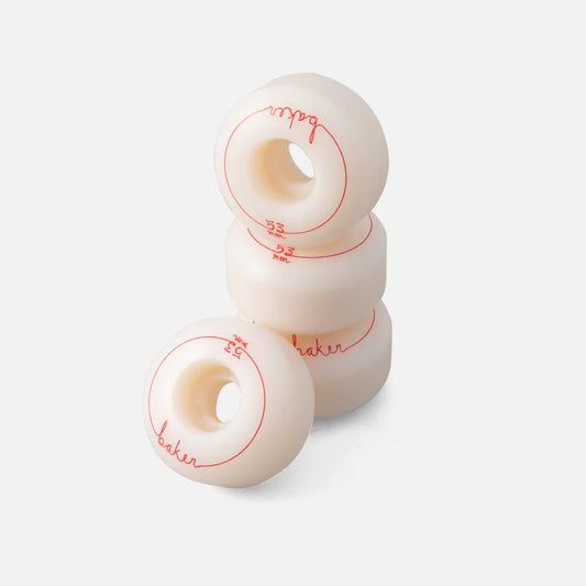 BAKER CURSIVE RED/WHITE 53MM SKATEBOARD WHEELS