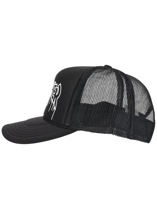 THRASHER ONE-LINER MESH TRUCKER SNAPBACK BLACK HAT