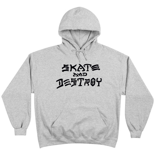 THRASHER SKATE AND DESTROY HOODIE - GREY